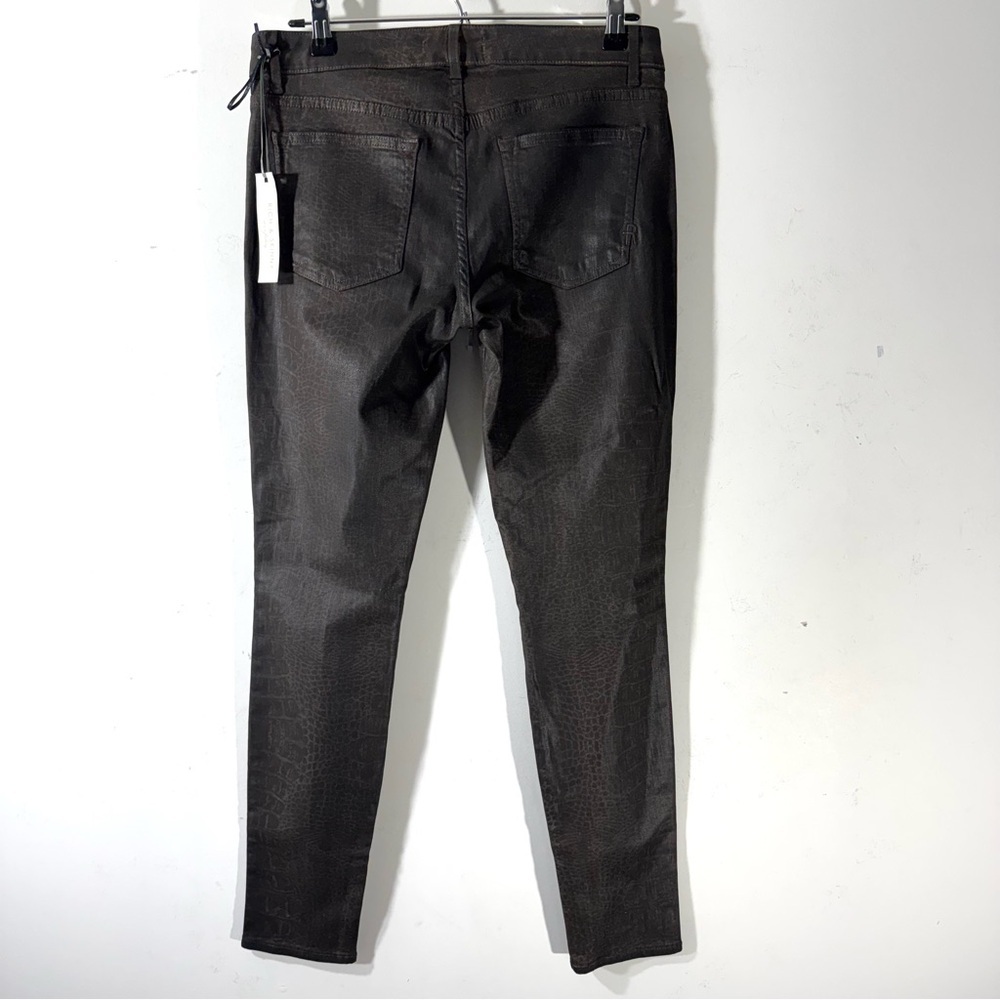 Rich & Skinny jeans brown croc print waxed coated jeans NWT - Picture 6 of 13